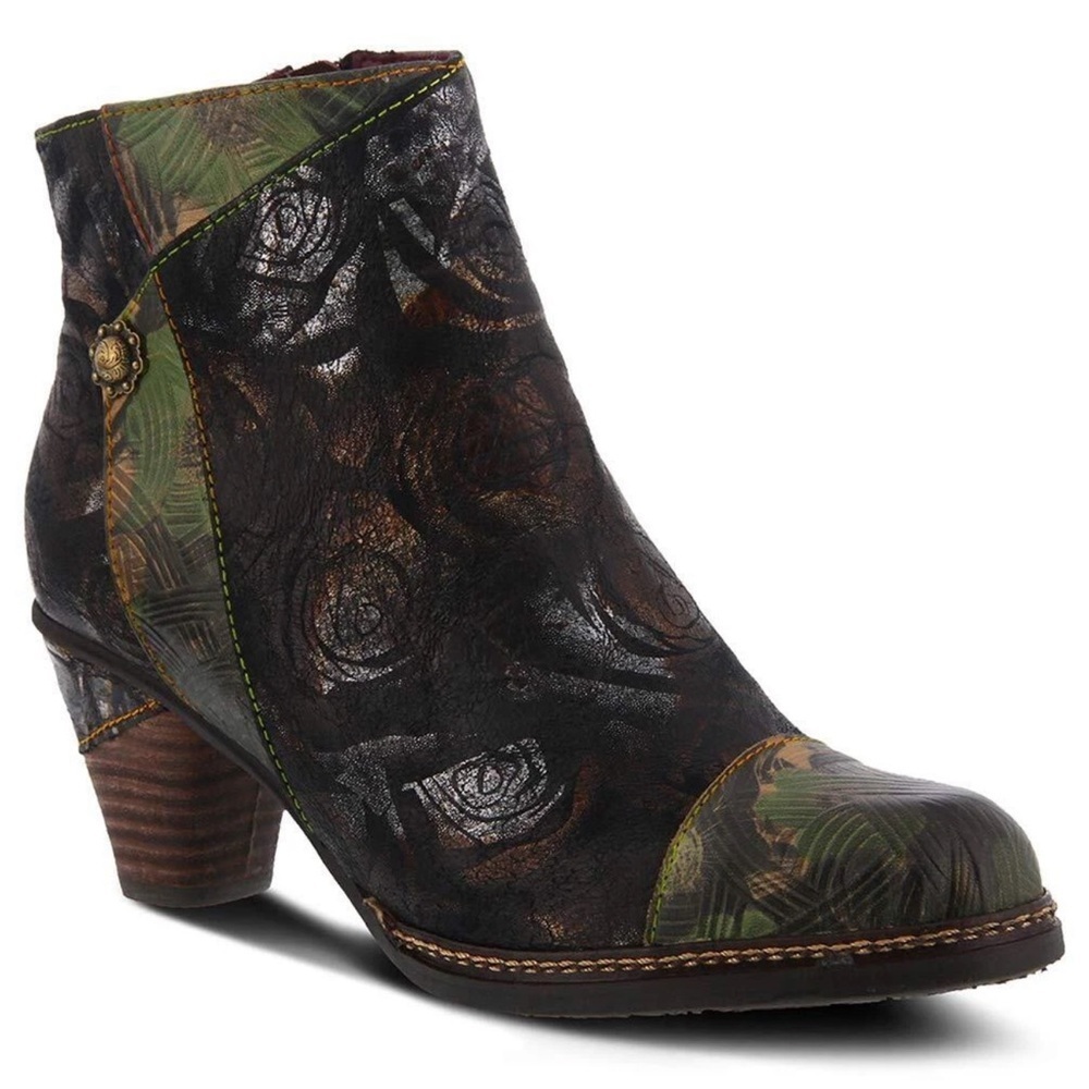 Spring Step L'Artiste Women's Waterlily Booties Brown Multi Shoes Size 39 8.5